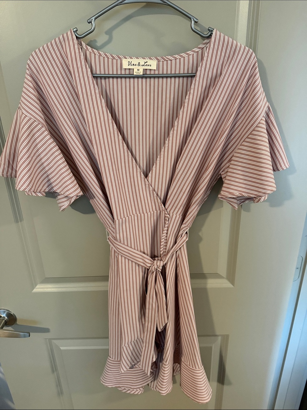 Vine & Love Blush Stripe Wrap Dress